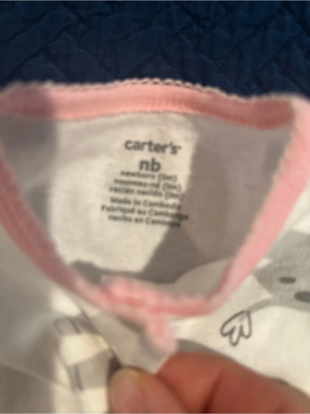 Carter's Cream Giraffe Footed One-Piece Cotton with Pink Trim Newborn